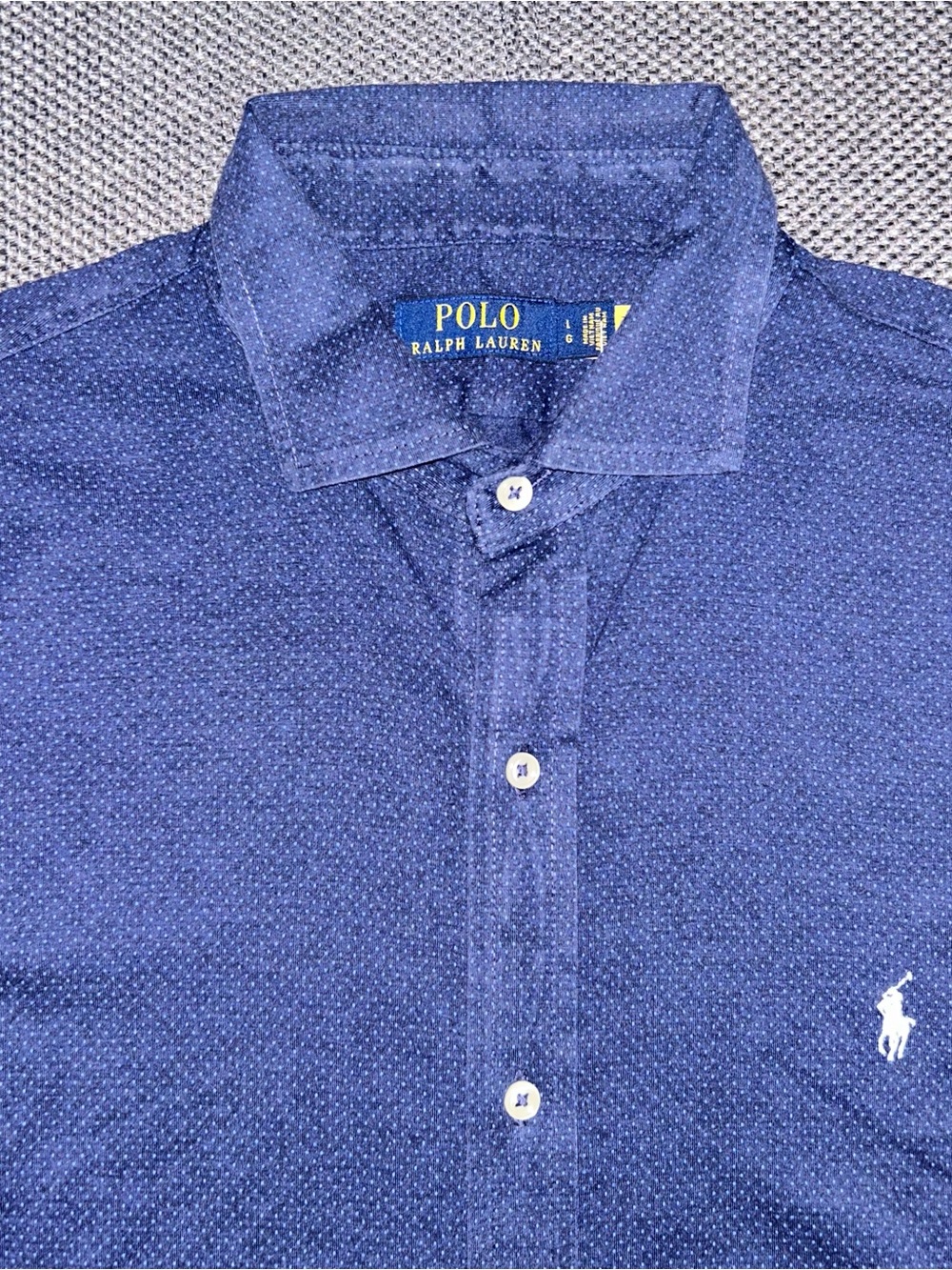 Polo by Ralph Lauren Men’s Navy Dot Button-Down Dress Shirt Preppy